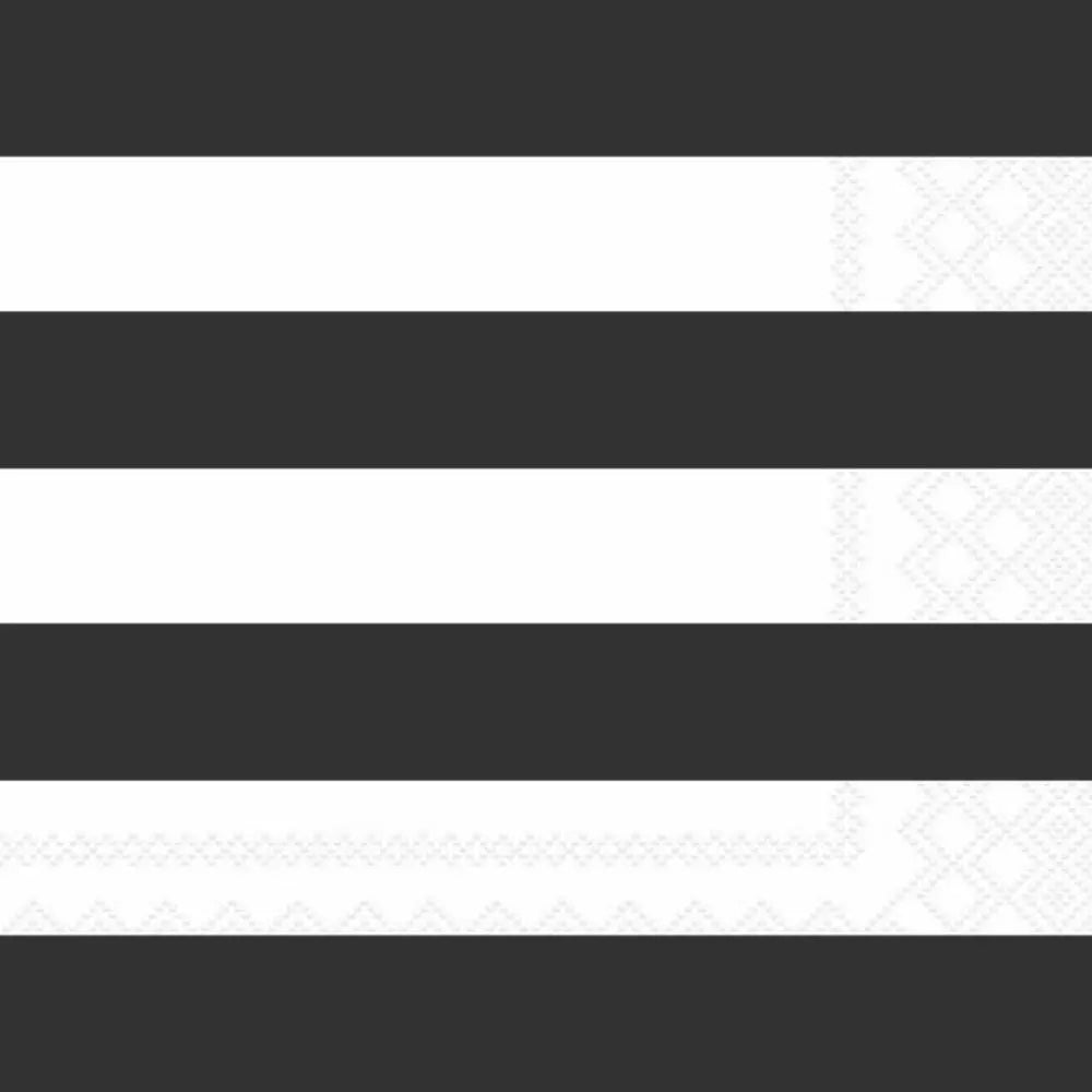 Block Stripe White/Black Luncheon Napkins