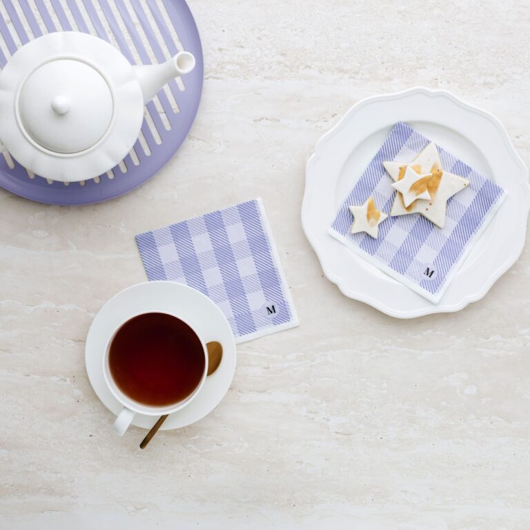 Manor Road Candy Gingham Lilac Cocktail Napkins