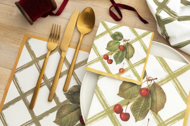 Manor Road Cherry Canvas Dinner Napkins