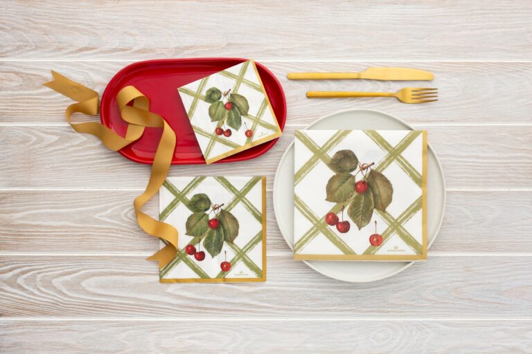 Manor Road Cherry Canvas Dinner Napkins