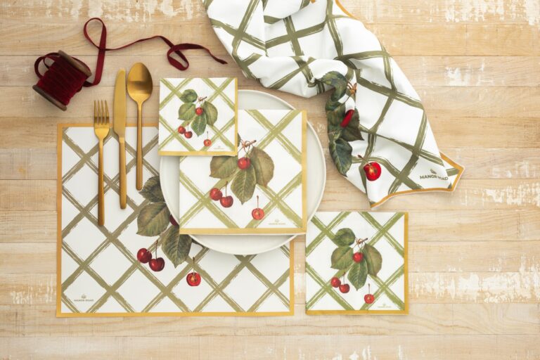 Manor Road Cherry Canvas Dinner Napkins
