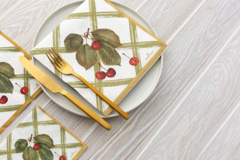 Manor Road Cherry Canvas Dinner Napkins