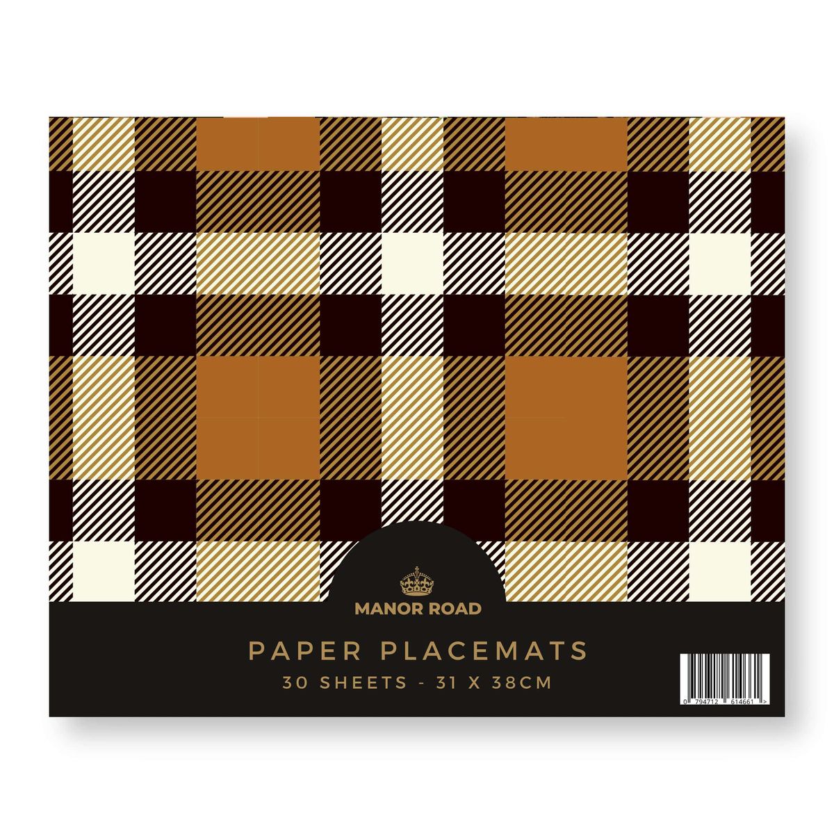 Manor Road Classic Plaid Tan Paper Placemat Pad