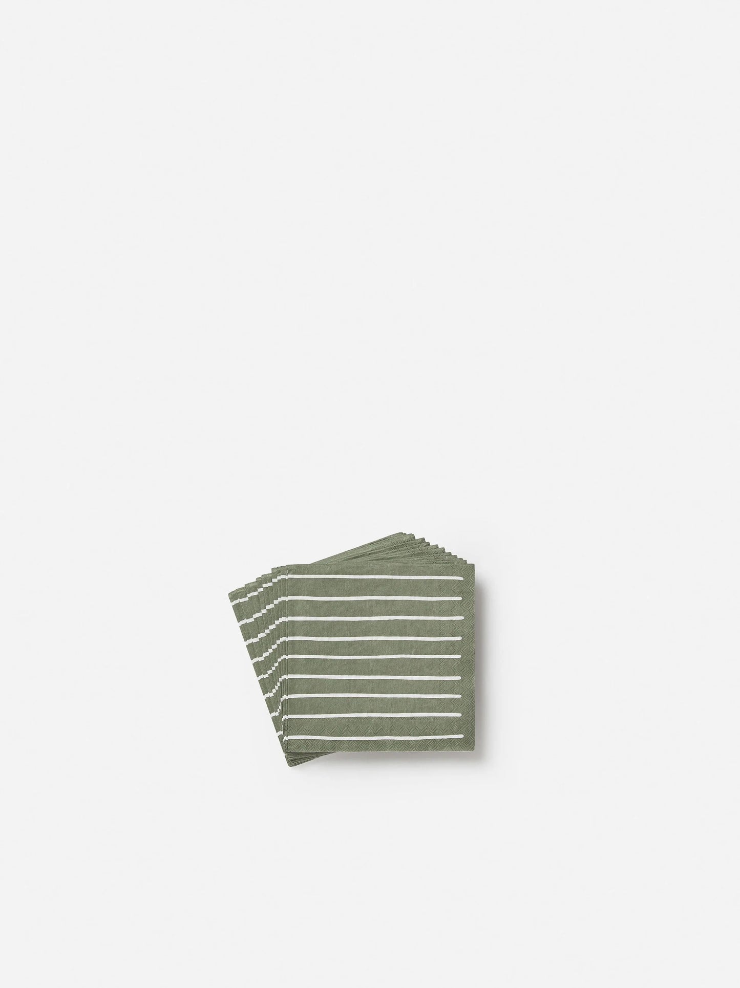 Citta Stripe Olive White Cocktail Napkins
