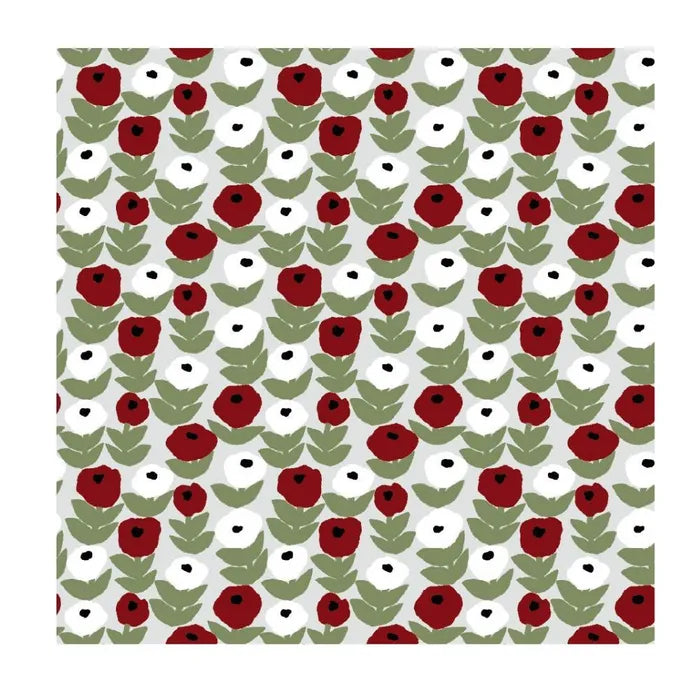 Havi Flora Green Red Cocktail Napkins