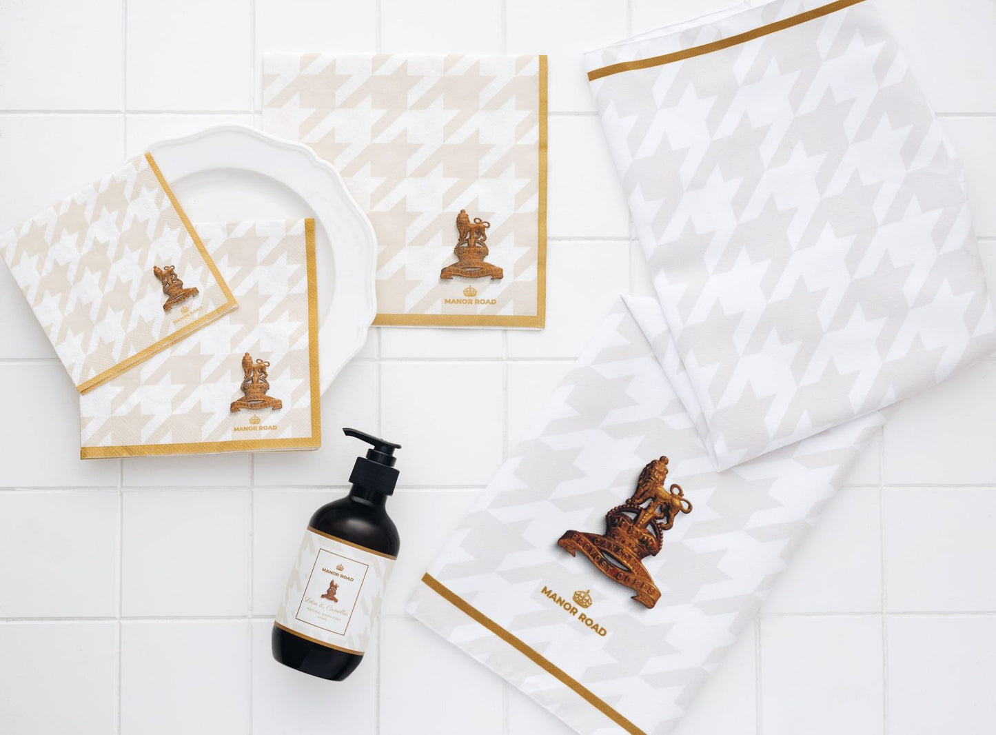 Manor Road Classic Houndstooth Luncheon Napkins