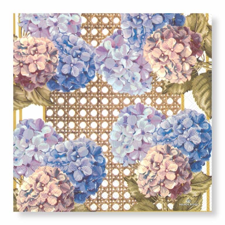 Manor Road Hydrangea & Rattan Cocktail Napkins