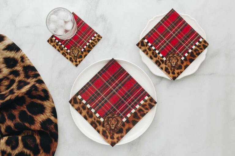 Manor Road Leopard & Tartan Dinner Napkins