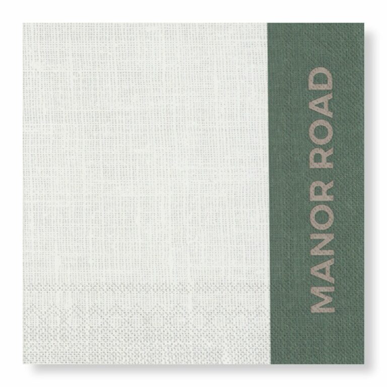 Manor Road Linen Colourblock Green Dinner Napkins
