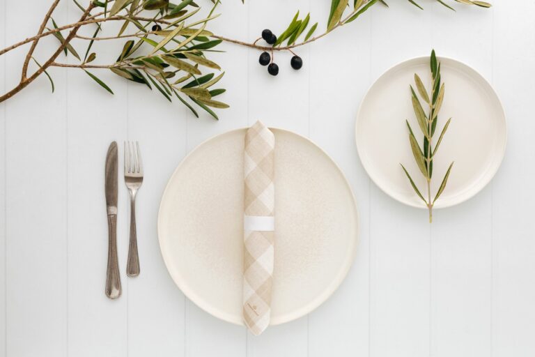 Manor Road Linen Gingham Natural Dinner Napkins