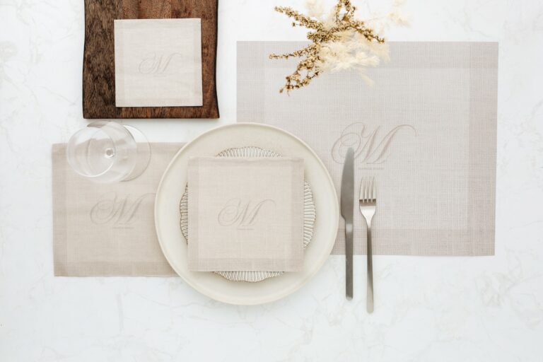 Manor Road Linen Monogram Beige Paper Placemat Pad