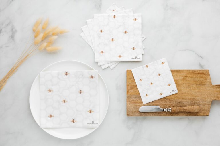 Manor Road Marbled Bee Luncheon Napkins