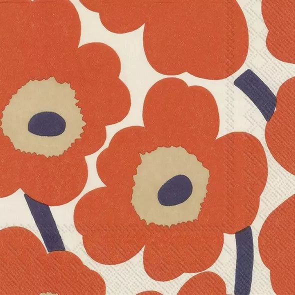 Marimekko Unikko Cream Red Luncheon Napkins
