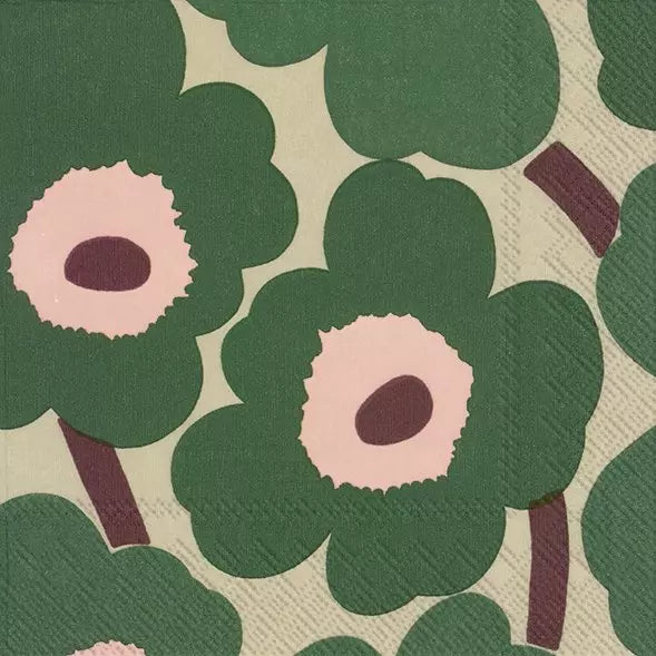 Marimekko Unikko Green Rose Luncheon Napkins