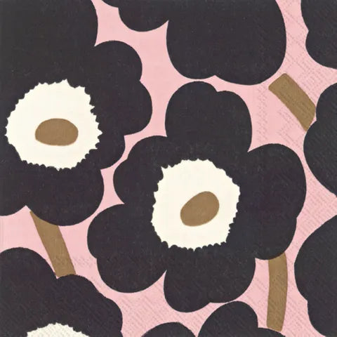 Marimekko Unikko Pink Black Luncheon Napkins