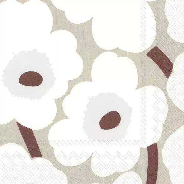 Marimekko Unikko White Linen Luncheon Napkins