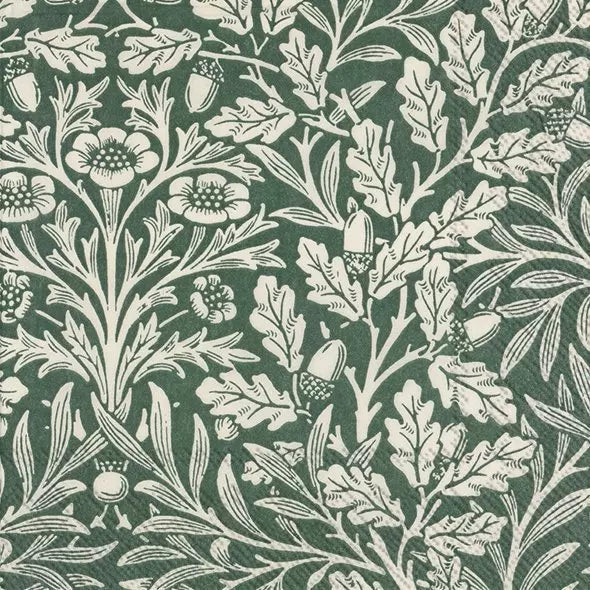 V&A Acorn Green Linen Luncheon Napkins