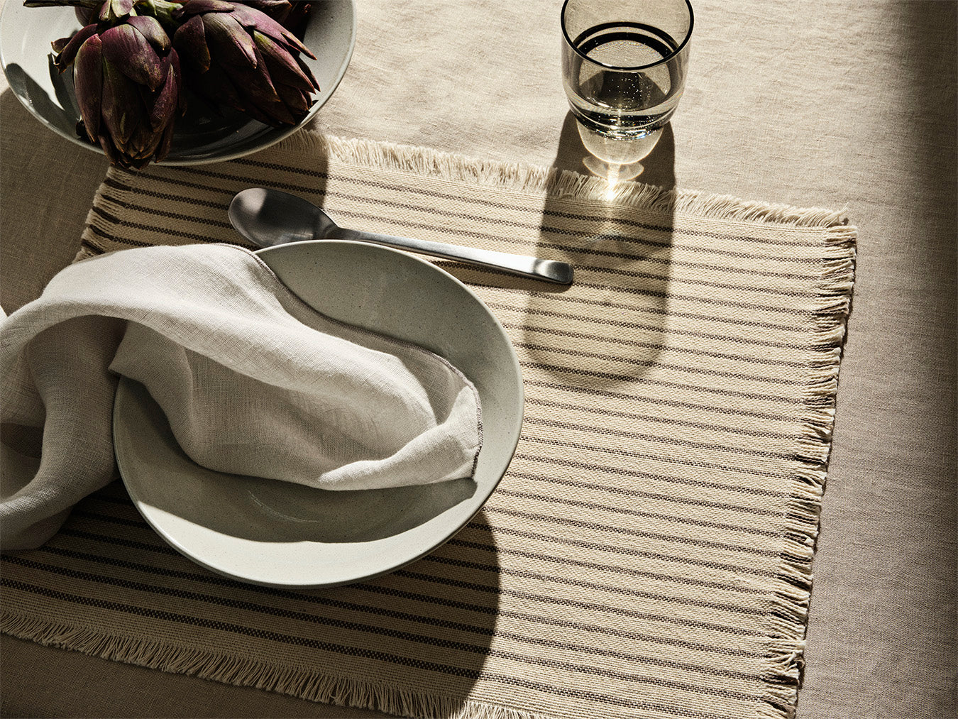 Broste Copenhagen Elouise Placemats White/Taupe set/2