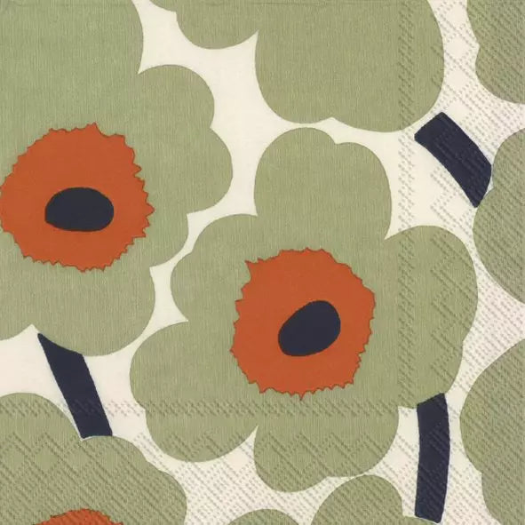 Marimekko Unikko Cream Orange Luncheon Napkins