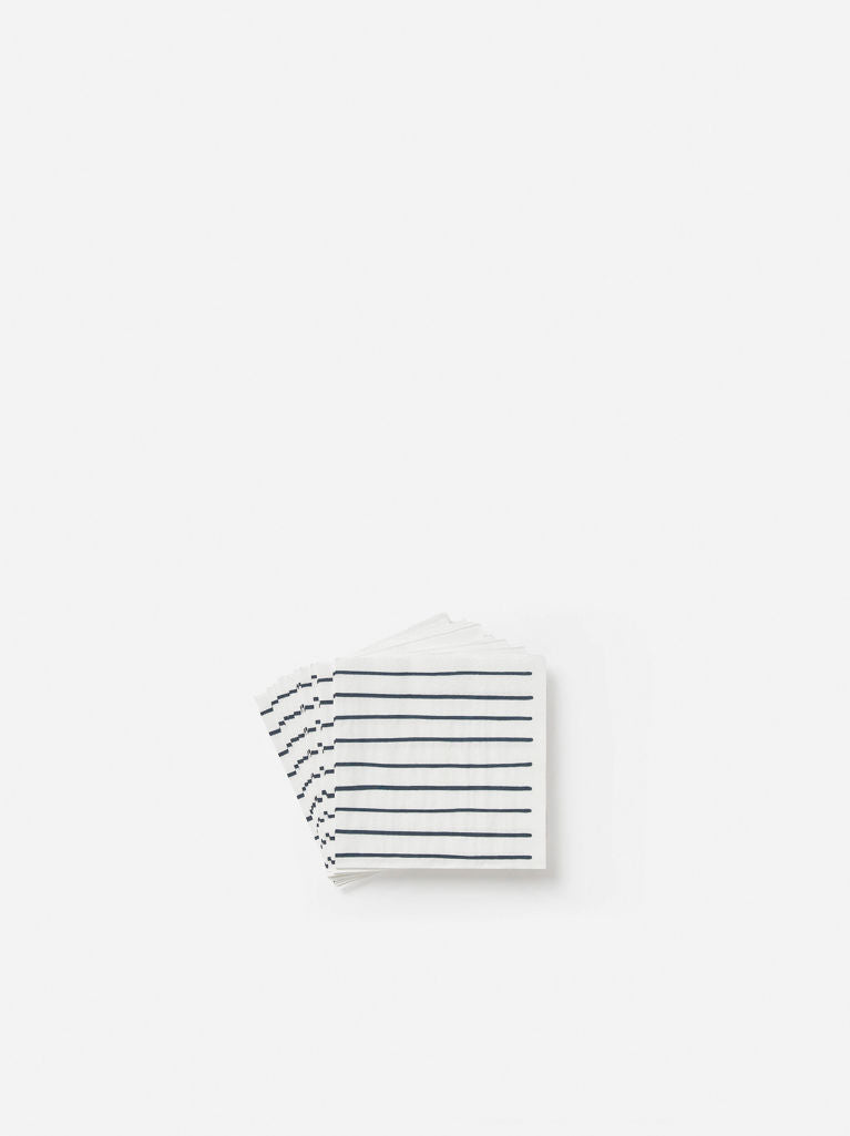 Citta Stripe White Navy Cocktail Napkins
