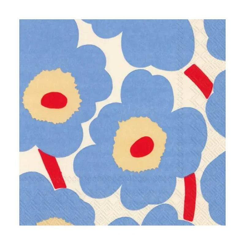 Marimekko Unikko Cream Blue Cocktail Napkins