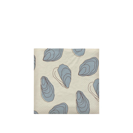 Broste Copenhagen Oyster Light Blue/Black Luncheon Napkins