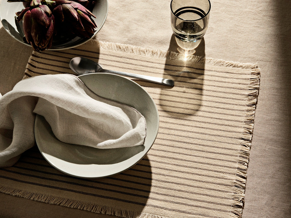 Broste Copenhagen Elouise Placemats White/Taupe set/2
