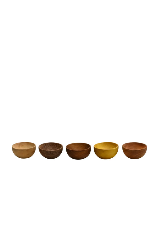 Wooden Dipping Bowls Small Natural Multi 5pk