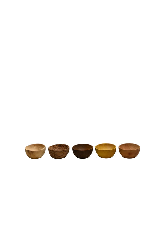 Wooden Dipping Bowls Mini Natural Multi 5pk