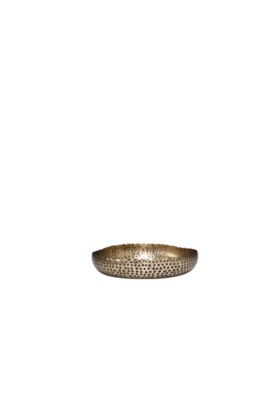Ankara Hammered Low Bowl Vintage Brass