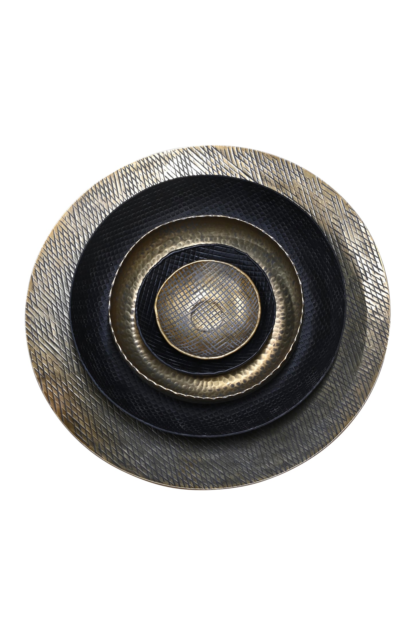 Ankara Hammered Low Bowl Vintage Brass