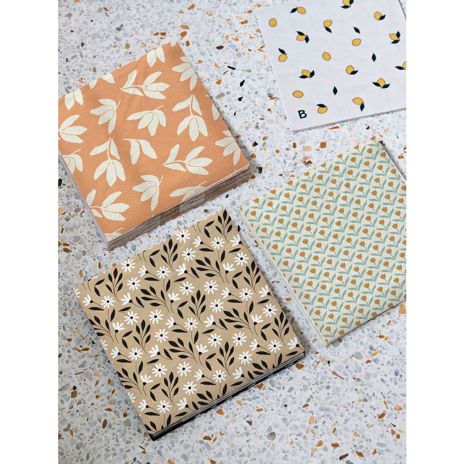 Broste Copenhagen Herbert Cinnamon Sand Off White Luncheon Napkins