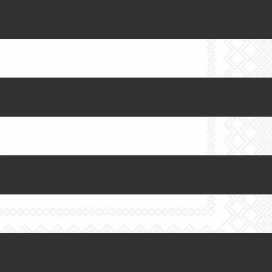 Block Stripe White/Black Luncheon Napkins