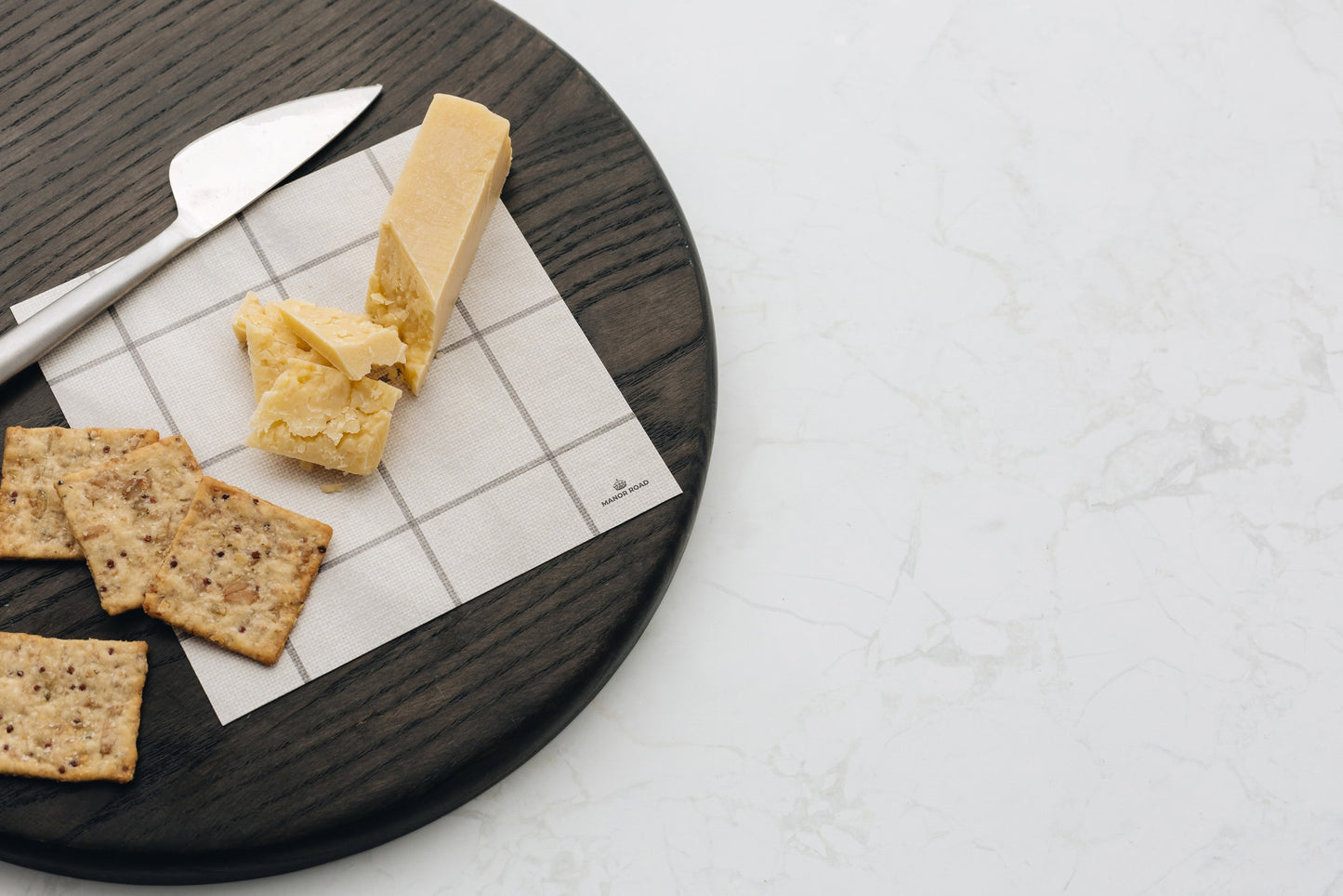 Manor Road Black & White Check Linen Cheese Board Presentation Cards