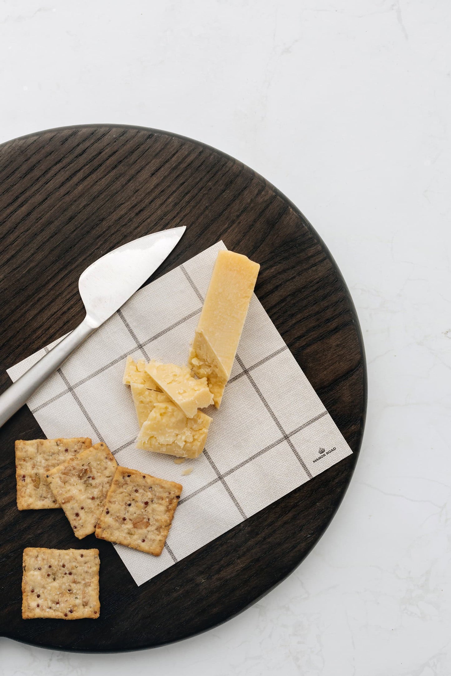 Manor Road Black & White Check Linen Cheese Board Presentation Cards