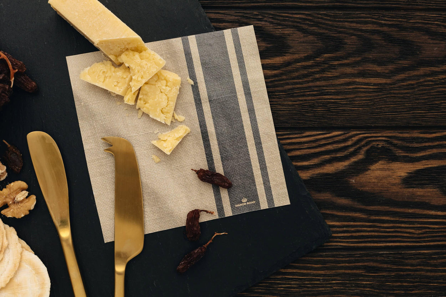 Manor Road Green Linen Cheese Board Presentation Cards