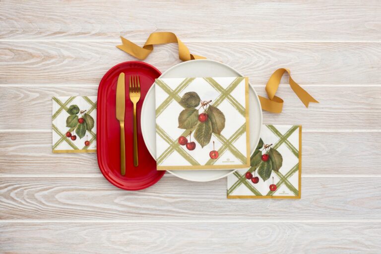 Manor Road Cherry Canvas Cocktail Napkins