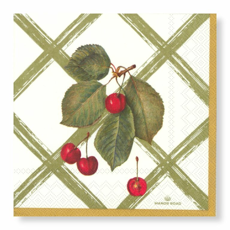 Manor Road Cherry Canvas Dinner Napkins