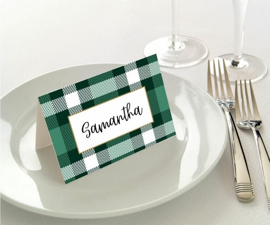 Manor Road Classic Plaid Green Placecards