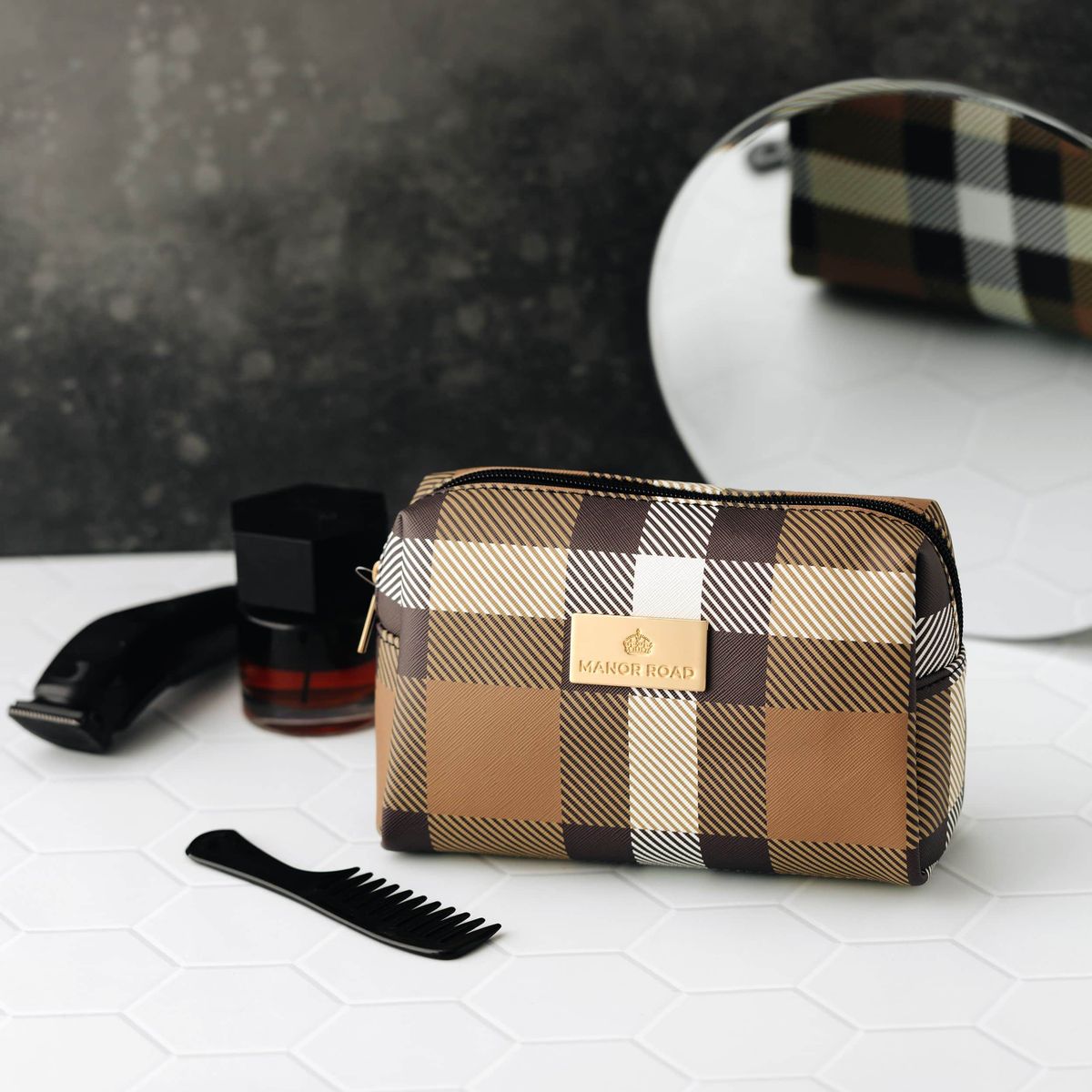 Manor Road Classic Plaid Tan Travel Bag