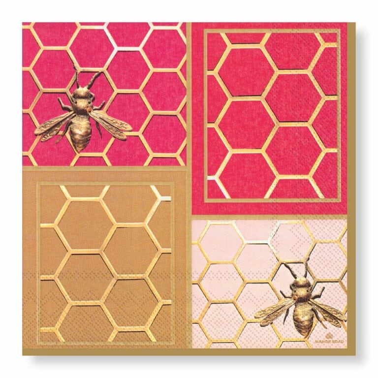 Manor Road Colourblock Bees Cocktail Napkins