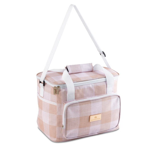 Manor Road Linen Gingham Natural Cooler Bag