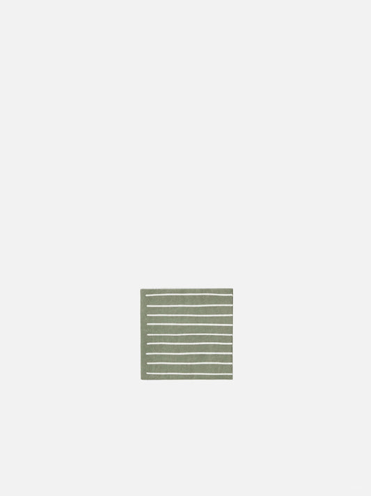 Citta Stripe Olive White Cocktail Napkins