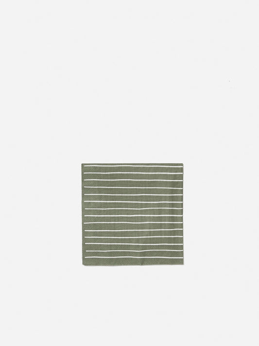 Citta Stripe Olive White Dinner Napkins