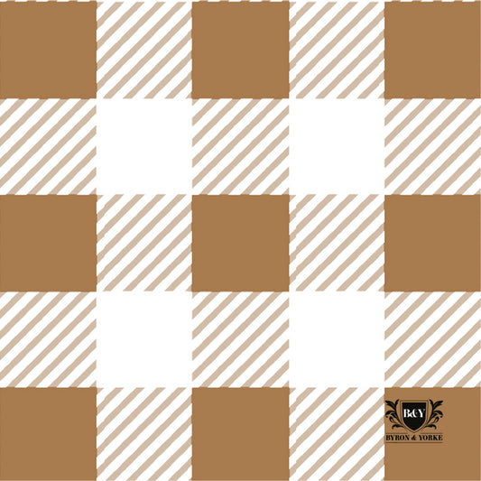 Byron & Yorke Gold Gingham Cocktail Napkins