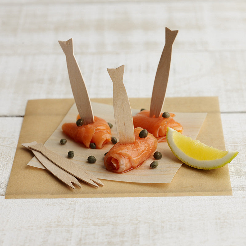 Green Bean Wooden Fish Fork 100pk
