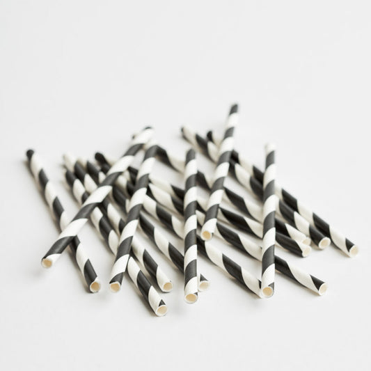 Green Bean Cocktail Straws Black & White Stripe 250pk