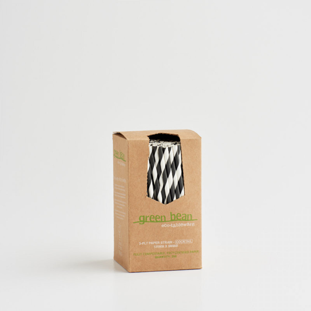 Green Bean Cocktail Straws Black & White Stripe 250pk