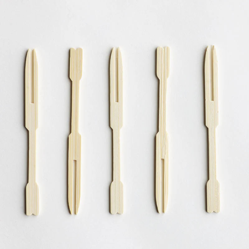 Green Bean Bamboo Cocktail Fork 100pk