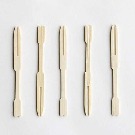 Green Bean Bamboo Cocktail Fork 100pk